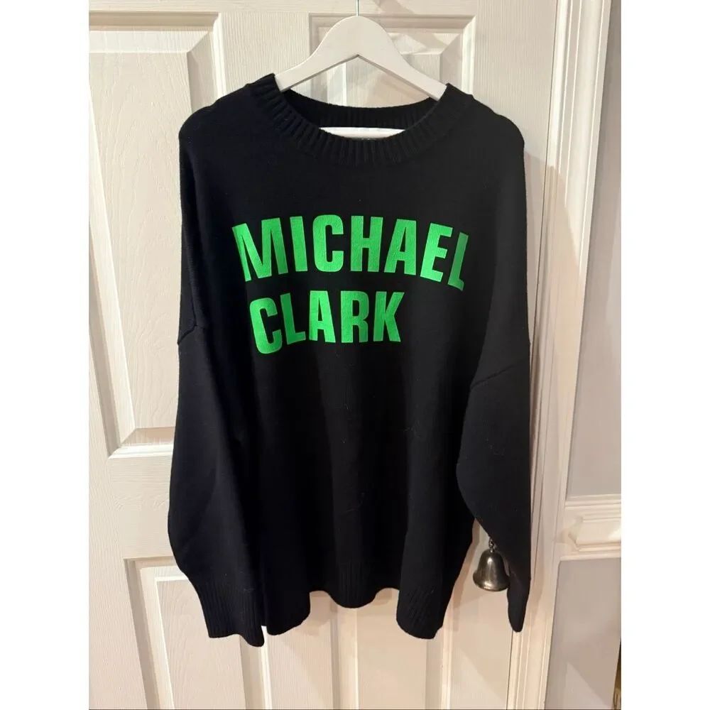 JW Anderson Michael Clark Heavy Knit Green Decal Crewneck Sweater sz XL NWT